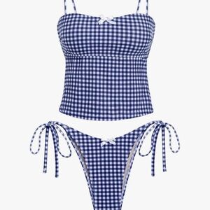 Blue Gingham Bikini Set